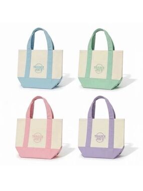 Trader Joe’s Mini Spring Pastel Canvas Tote Bags 4 Pack Reusable Gift Tote NWT